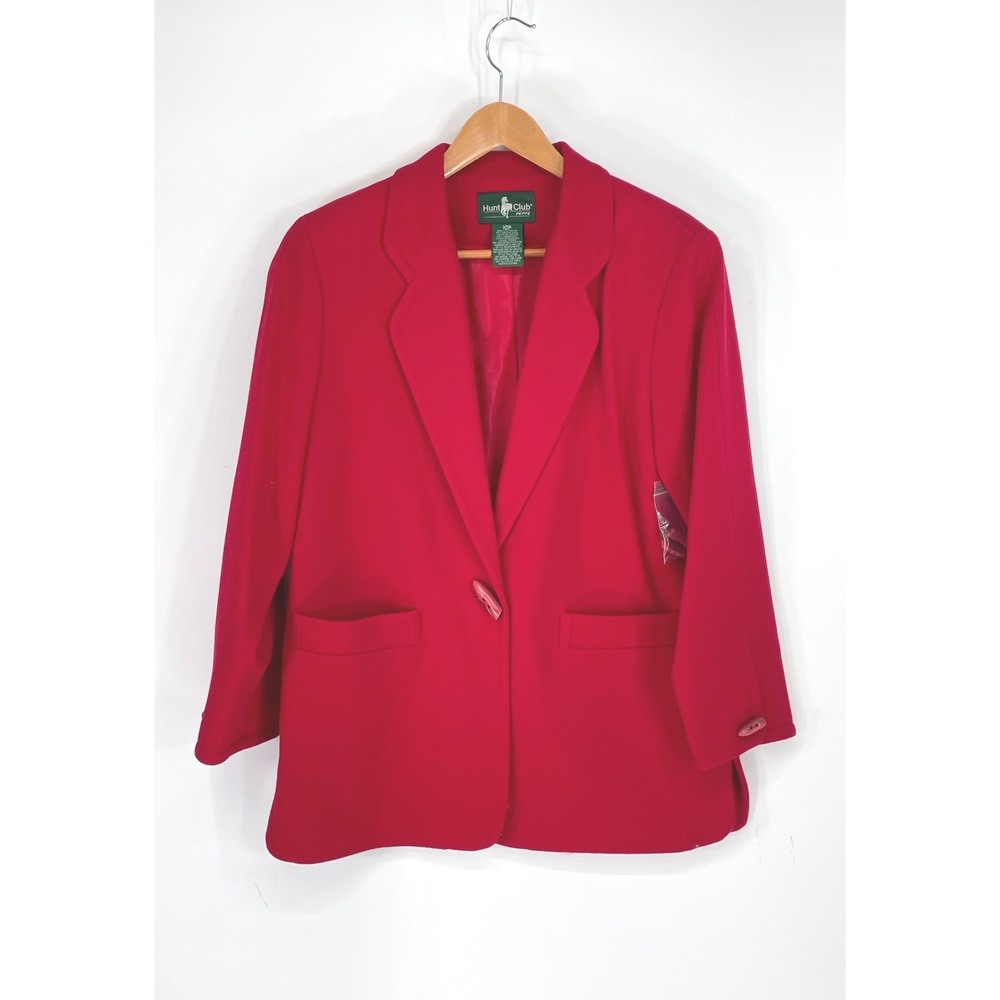New Hunt Club Womens 10P Blazer Red Merino Wool Blend Toggle Button Jacket Retro
